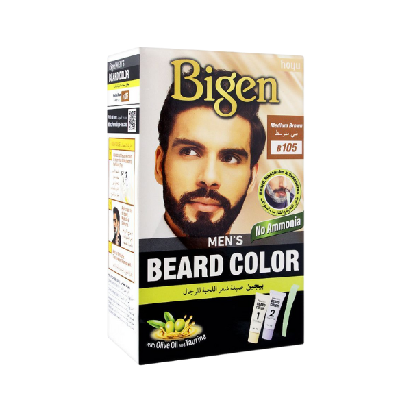 Bigen Men's Medium Brown Beard Color B105 40Gm