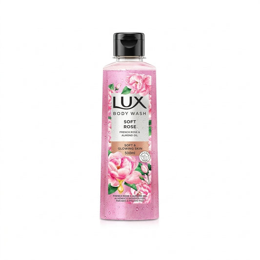 Bottle of Lux French Rose and Almond Oil Soft Rose Body Wash 250ml