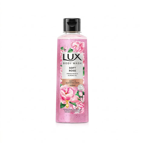 Bottle of Lux French Rose and Almond Oil Soft Rose Body Wash 250ml