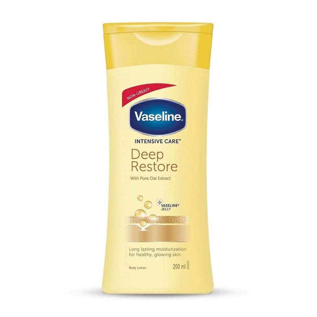 Bottle of Vaseline Deep Restore Dry Skin Lotion 200ml
