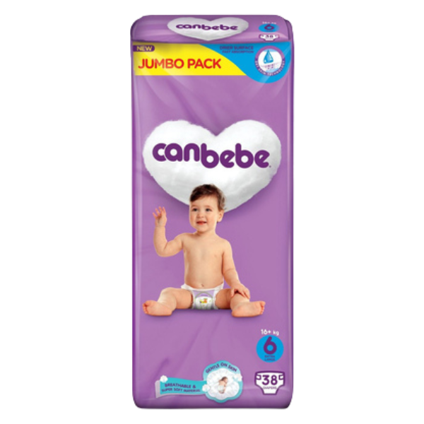 CANBEBE DIAPERS EXTRA LARGE 6 - 38 DIAPERS