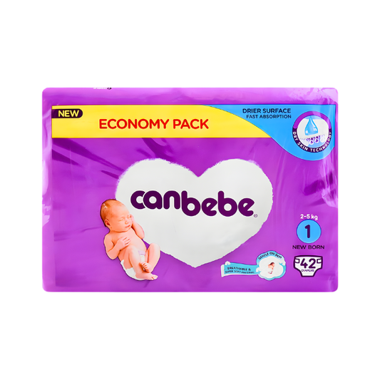 CANBEBE 1 NEW BORN ECONOMY PACK 2-5KG 42PCS DIAPERS