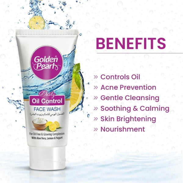 Golden Pearl Daily Oil Control Face Wash With Aloe Vera Lemon & Yogurt 75ml