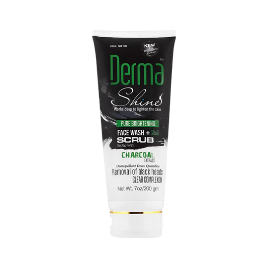 Derma Shine Pure Brightening Charcoal 2 In 1 Face Wash+scrub 200gm