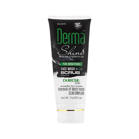Derma Shine Pure Brightening Charcoal 2 In 1 Face Wash+scrub 200gm
