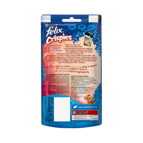 FELIX CRISPIES SALMON AND TROUT CAT FOOD 45GM