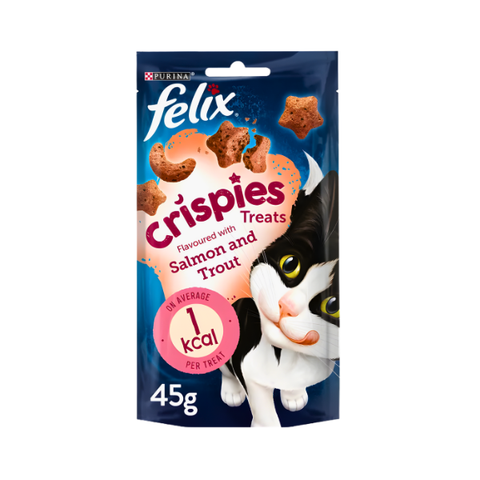 FELIX CRISPIES SALMON AND TROUT CAT FOOD 45GM