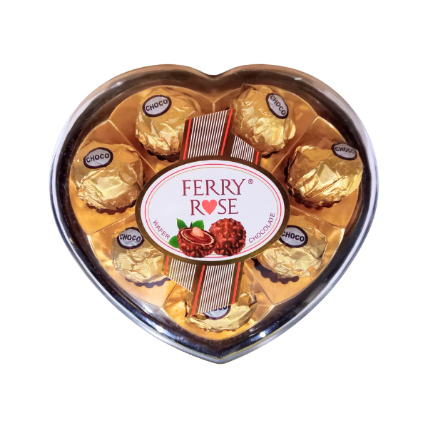 Ferry Rose Wafer Chocolate Heart Shape Box 8Pcs Golden 100Gm