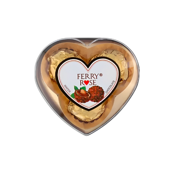Ferry Rose Wafer Chocolate Heart Shape Golden Box 3Pcs 37.5Gm