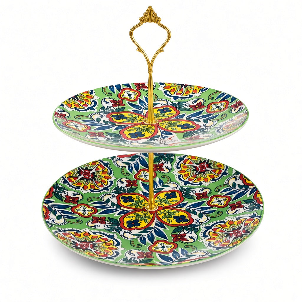 HT 2-TIER CERAMIC CAKE STAND 0411-0511