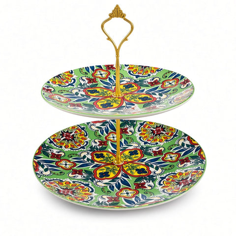 HT 2-TIER CERAMIC CAKE STAND 0411-0511