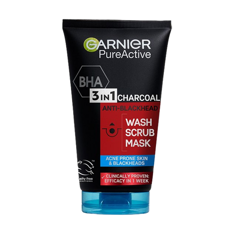 Garnier Pure Active 3 In 1 Charcoal Wash Scrub Mask 150ml