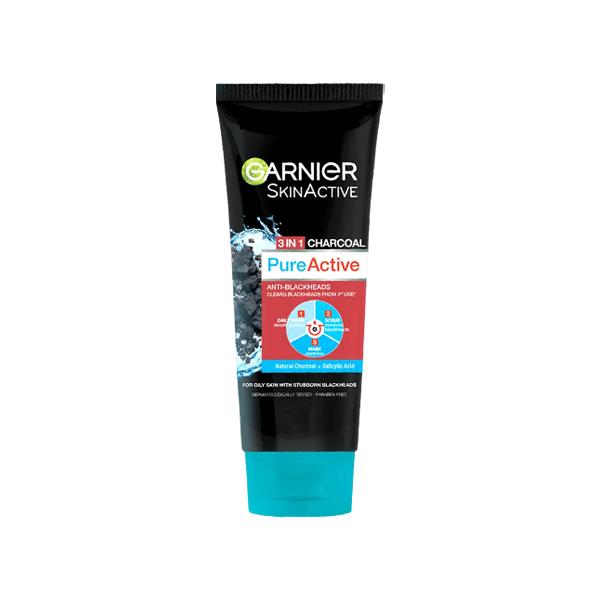Garnier Pure Active 3 In 1 Charcoal Wash+Scrub+Mask 50ml