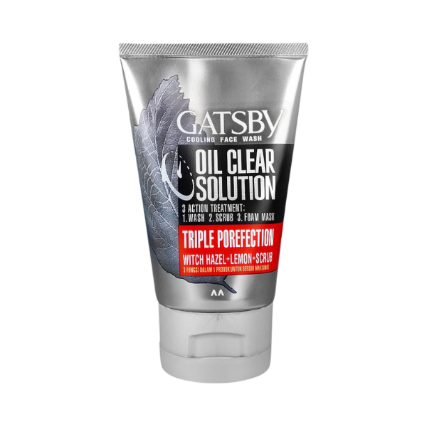 Gatsby Oil Clear Solution Triple Protection Face Wash, Scrub & Foam Mask 100g