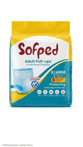 Sofped Adult Pull-Ups – X-Large (50–66 Inch), 8 Pants