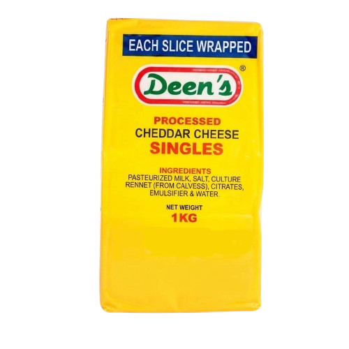 DEEN`S CHEDDAR CHEESE SINGLES SLICE 1KG