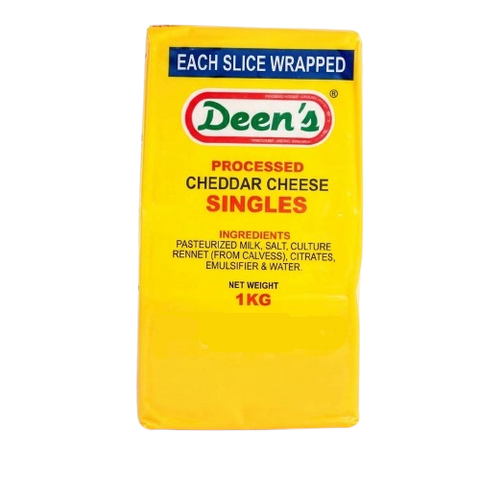 DEEN`S CHEDDAR CHEESE SINGLES SLICE 1KG