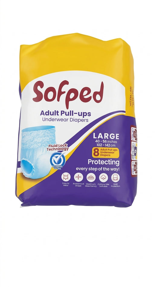 Sofped Adult Pull-Ups – Large (40–56 Inch), 8 Pants