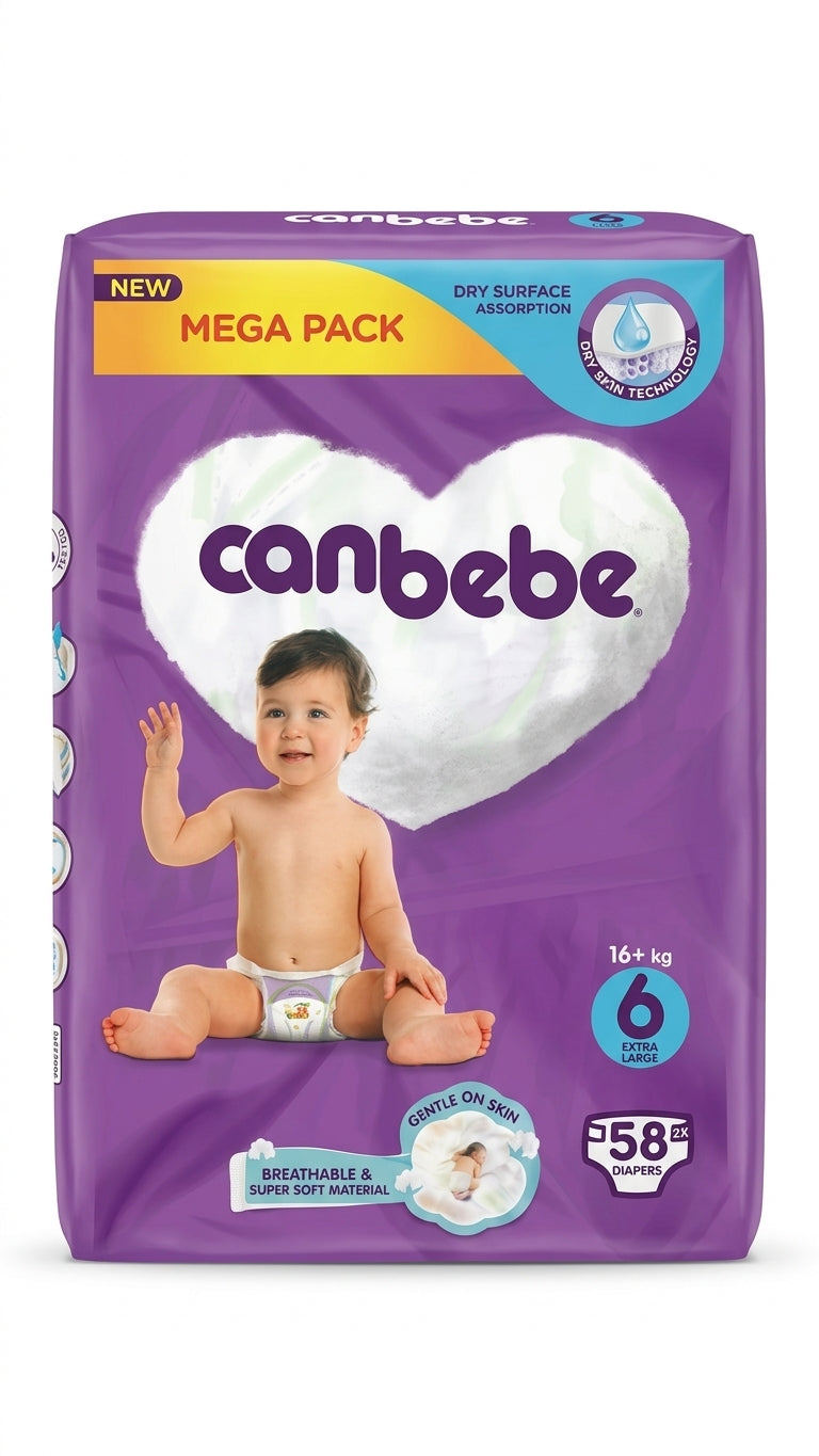 Canbebe Mega Pack Diaper Size 6 XL | 58pcs