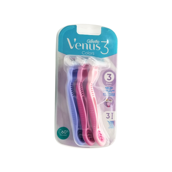 Gillette Venus 3 Razor 3 Blades For Ladies