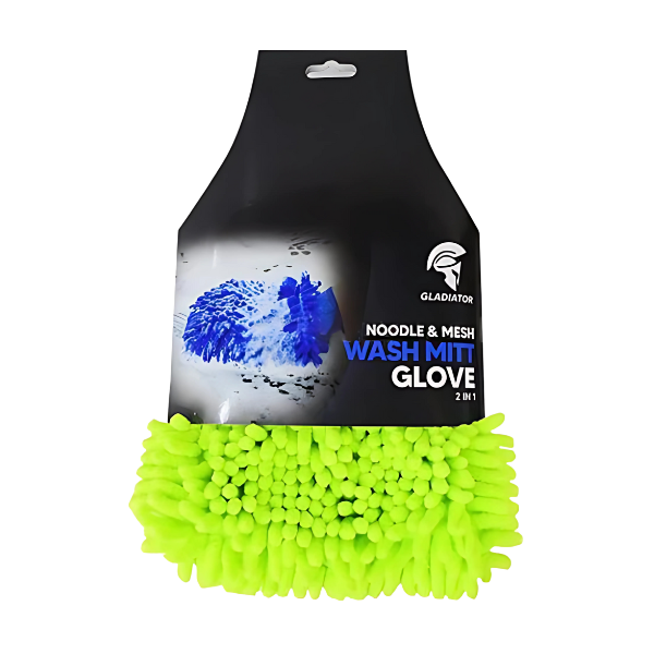 Gladiator Car Wash Mitt With Noodle Mesh Glove Pad 2in1