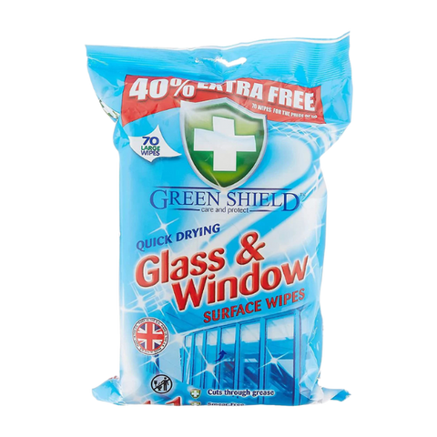 Green Shield Glass And Window Surface Wipes 70Pcs