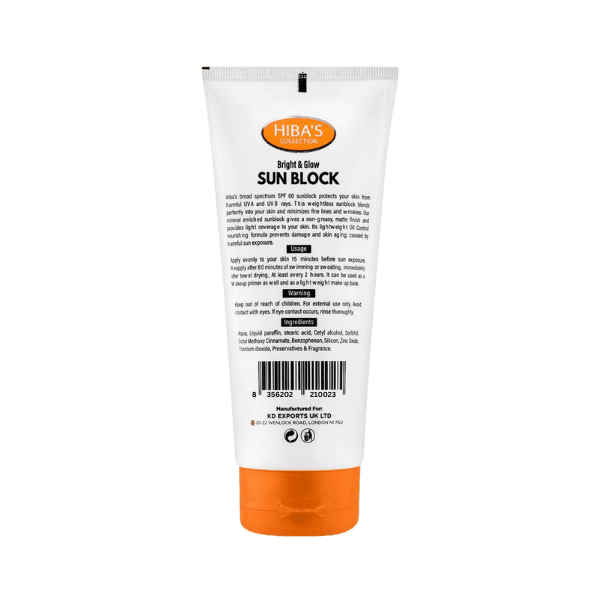 Hiba's Bright & Glow Sunblock Spf60+ 100ml