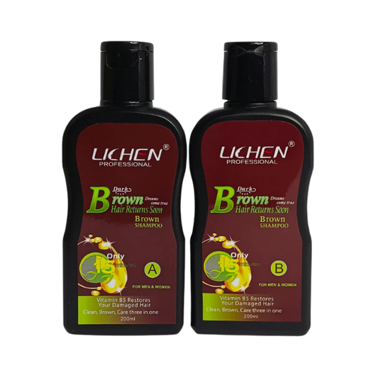 Lichen Dark Brown Hair Color Shampoo 200ml X 2 400ml