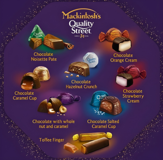MACKINTOSH`S QUALITY STREET CHOCOLATE TIN 150GM