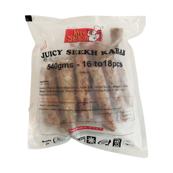 MON SALWA JUICY SEEKH KABAB 18PCS 540GM