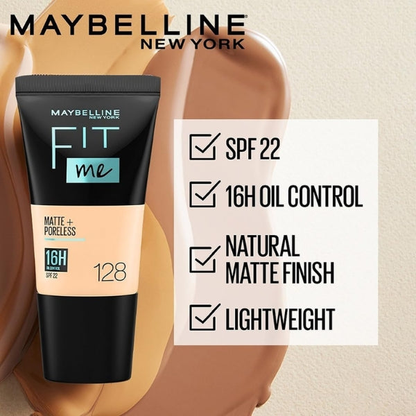 Maybelline Fit Me Matte + Poreless Liquid Foundation 128 Warm Nude 18ml