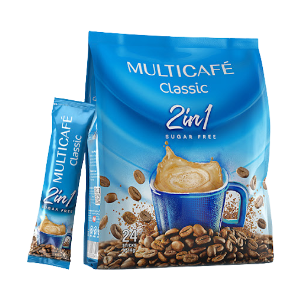 Multicafe Classic 2in1 Sugar Free Coffee 24 Sachets X 14g
