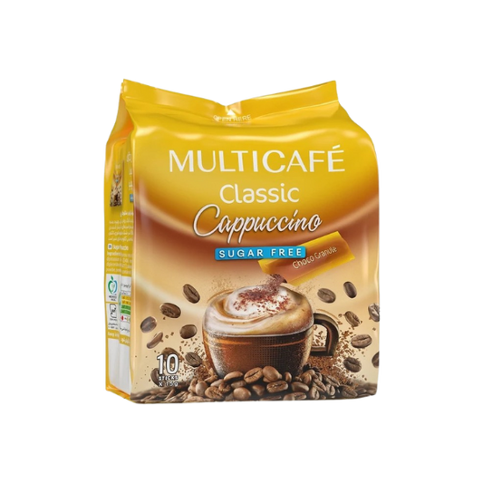 Multicafe Classic Cappuccino Sugar Free Coffee 10 Sachets X 15g