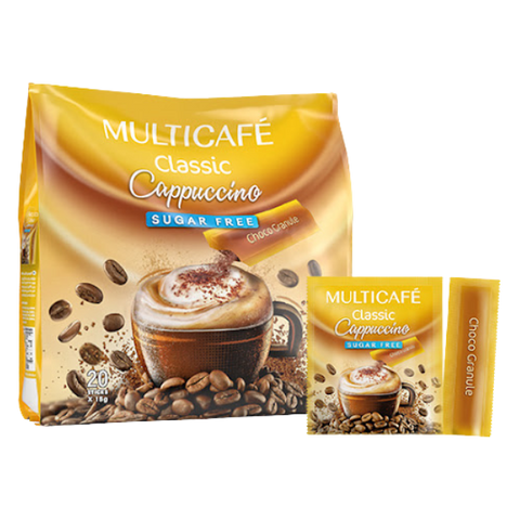 Multicafe Classic Cappuccino Sugar Free Coffee 20 Sachets X 15g