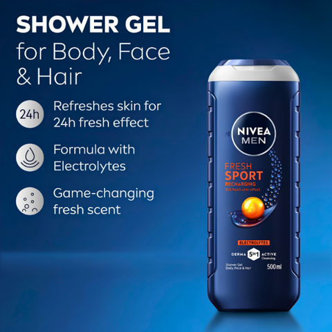 NIVEA MEN SPORT FRESH 3IN1 SHOWER GEL 500ML