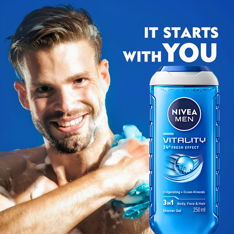 NIVEA MEN VITALITY 3IN1 SHOWER GEL 250ML