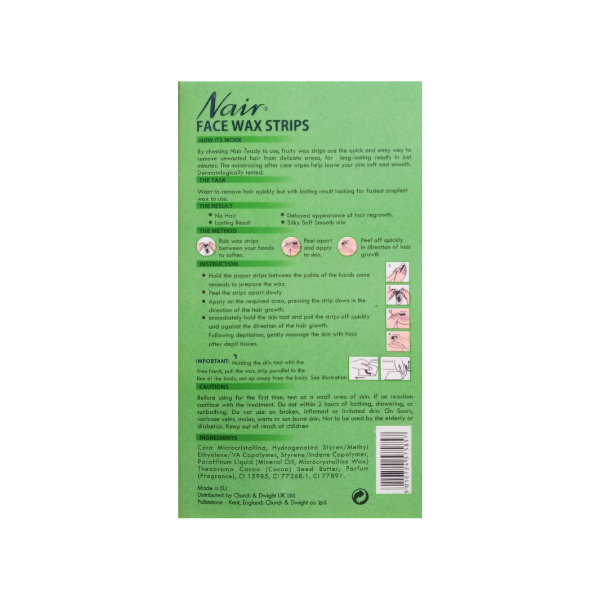 Nair Face Wax Strips With Aloe Vera Extract 20Pcs