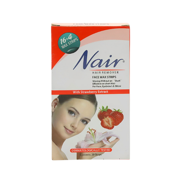 Nair Face Wax Strips With Strawberry Extract 20Pcs