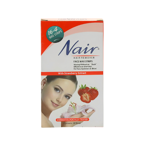 Nair Face Wax Strips With Strawberry Extract 20Pcs