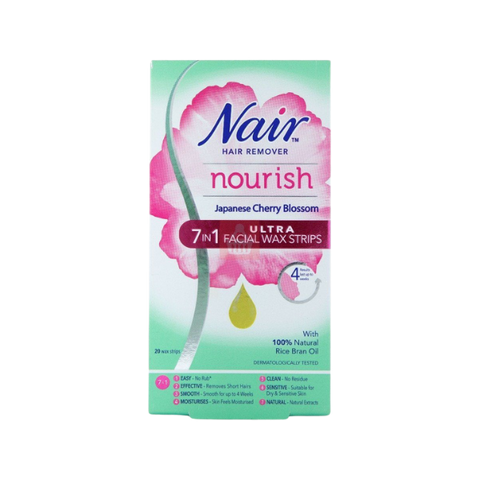 Nair Nourish Ultra 7in1 Facial Wax Strips Japanese Cherry Blossom 20Pcs