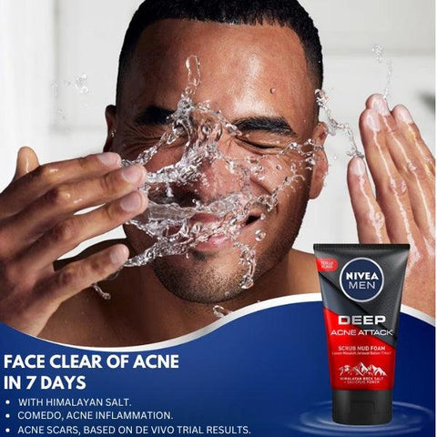 Nivea Men Deep Acne Attack Scrub Mud Foam 100ml