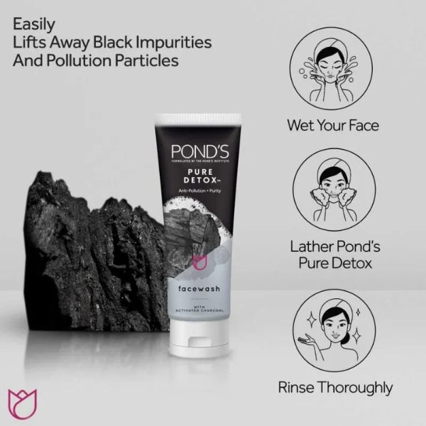 Ponds Pure Detox Anti-Pollution + Purity Face Wash With Charcoal 50g