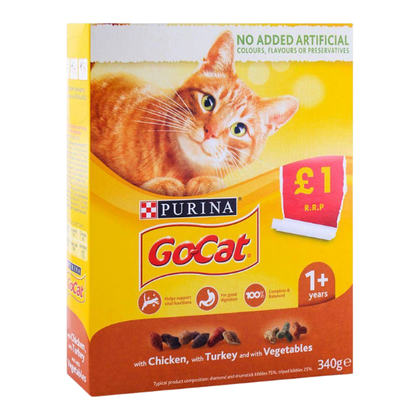 Purina Go Cat Chicken Turkey And Vegetable Cat Food 340g