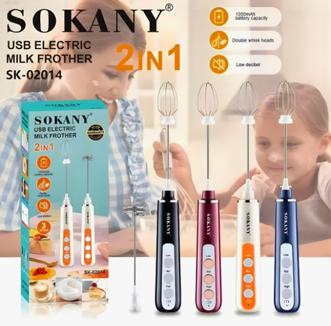 SOKANY 2IN1 USB ELECTRIC MILK FROTHER SK-02014