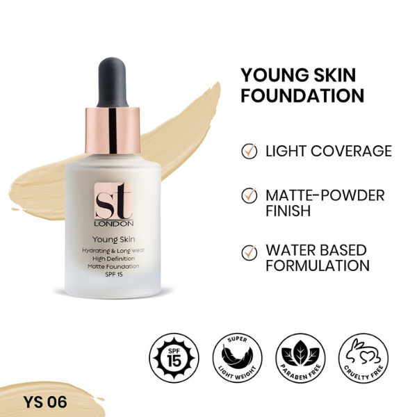 ST London Young Skin Matte Foundation Hydrating And Long Wear SPF 15 YS 06 30ml