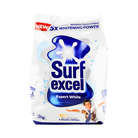 Surf Excel Expert White laundry detergent packaging on a white background