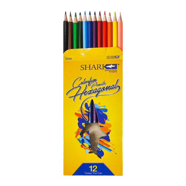Shark Colorfun Pencils Hexagonal Full Size 12 Colors