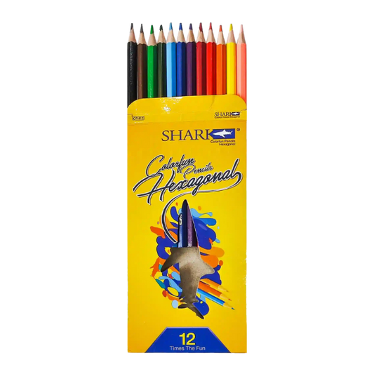 Shark Colorfun Pencils Hexagonal Full Size 12 Colors