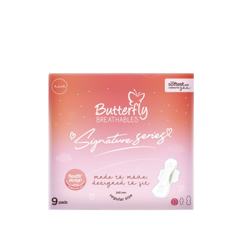 Butterfly Signature Series Sanitary Pads – Regular Size, 240mm (9 Pads