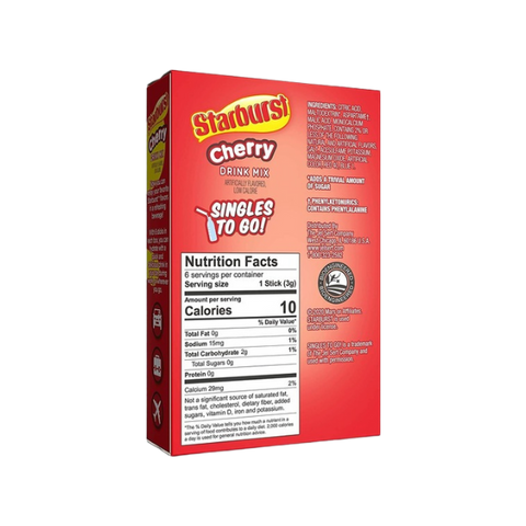Starburst Zero Sugar Cherry Singles Drink Mix Sticks 16.7g 